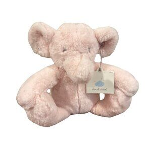 Cloud Island Pink Elephant Plush Baby Lovie Stuffed Animal Hook Loop Hands Feet
